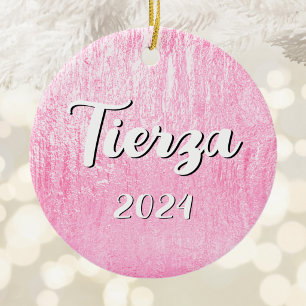 Adorno De Cerámica Textura Glam Rosa Personalizada