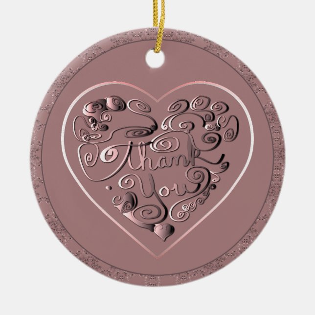 Adorno De Cerámica Thank you on dusty rose Ornament (Frente)
