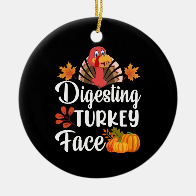 Adorno De Cerámica Thanksgiving Digesting Turkey Face (Frente)