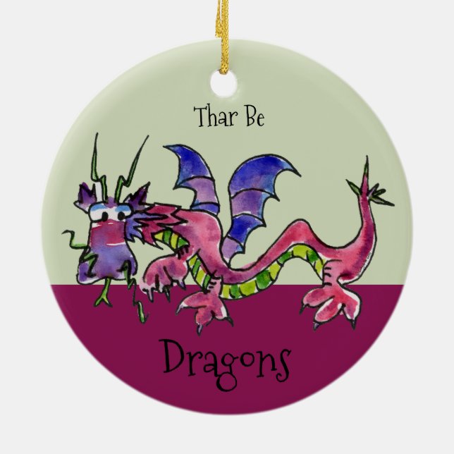 Adorno De Cerámica Thar Be Dragons (Atrás)