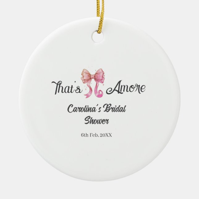 Adorno De Cerámica that's amore bridal shower pink retro bow boho nam (Frente)