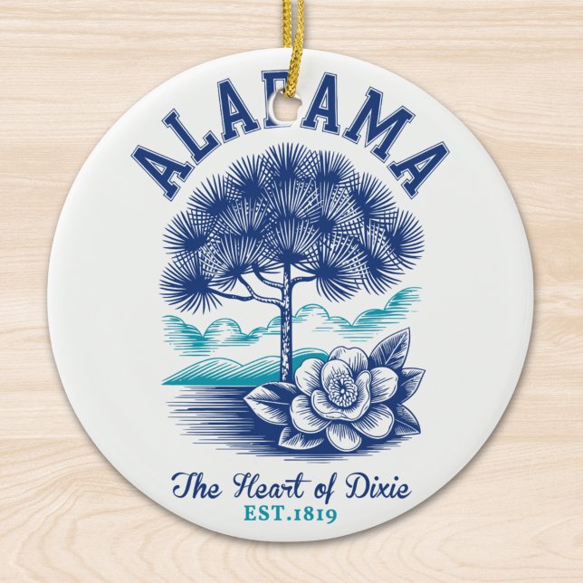 Adorno De Cerámica The Heart of Dixie – Alabama Camellia & Tree Graph (Subido por el creador)