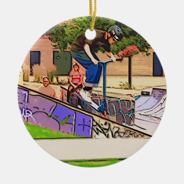 Adorno De Cerámica The Nosedive Landing - Scooter Rider Trick (Frente)