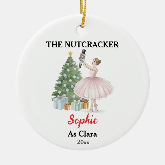 Adorno De Cerámica The Nutcracker Ballerina Custom Name & Role (Frente)