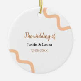 Adorno De Cerámica The wedding of add bride groom name date peach