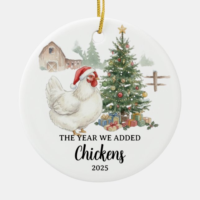 Adorno De Cerámica The Year We Added Chickens Custom Raising Chickens (Frente)