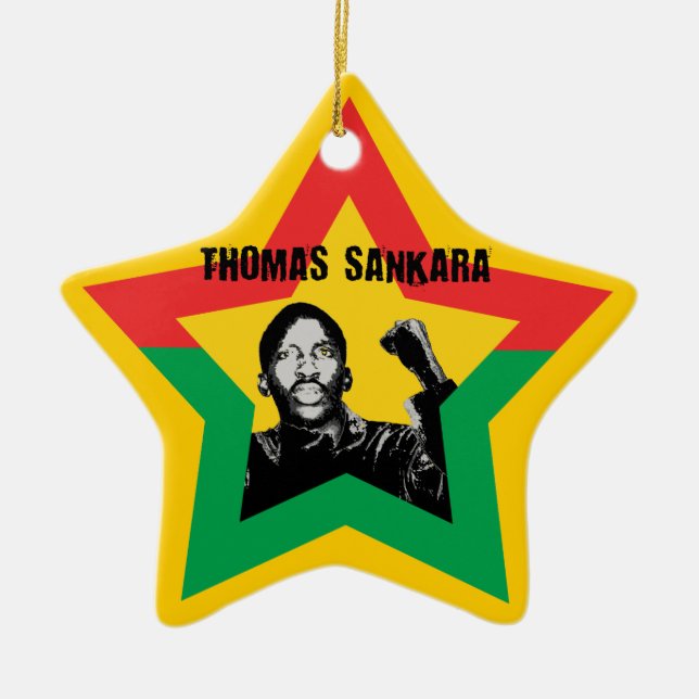 Adorno De Cerámica Thomas Sankara Burkina Fasso estrella Xmas (Frente)