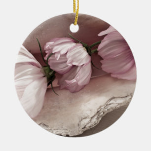 Adorno De Cerámica Three Pink Cosmos