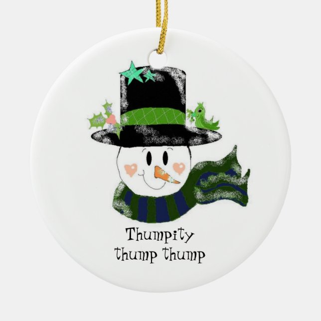Adorno De Cerámica Thumpity Thump Thump - Snowman (Frente)