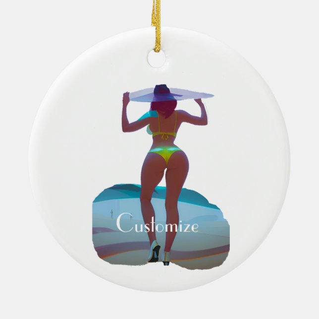 Adorno De Cerámica Thunder_Cove, Chica de playa de booty en bikini (Atrás)