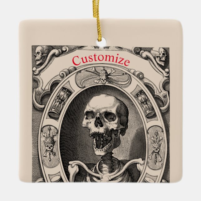 Adorno De Cerámica Thunder_Cove, flamante cráneo humano (Anverso)