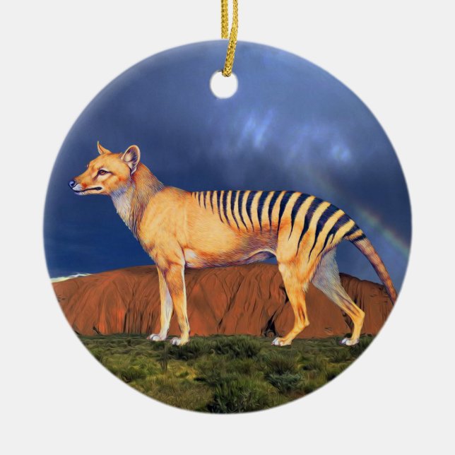 Adorno De Cerámica Thylacine (tigre tasmano) (Frente)
