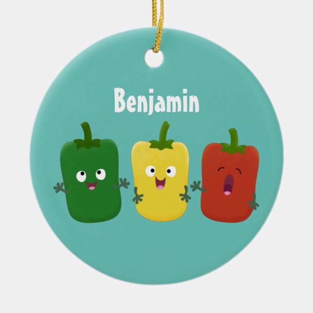 Adorno De Cerámica Tía de pimiento picante capsicum trío canto person (Frente)
