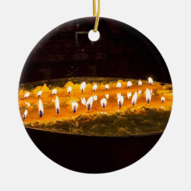 Adorno De Cerámica Tíbet - Lámpara de mantequilla ritual (Frente)