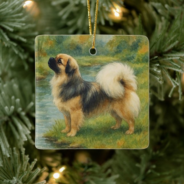 Adorno De Cerámica Tibetan Spaniel (Árbol)