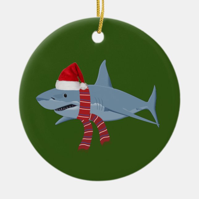 Adorno De Cerámica Tiburón con Gorras Navidades de Scaft (Frente)