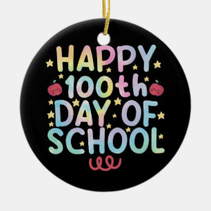 Adorno De Cerámica Tie Dye Feliz 100º Día De Escuela Profesor Estudia