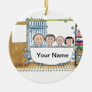 Adorno De Cerámica Tiempo De Tub - Un Chica, Un Niño