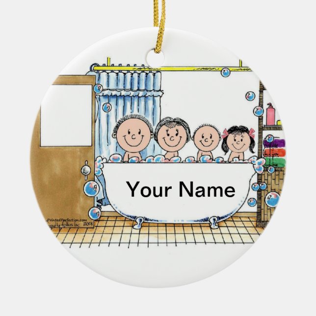 Adorno De Cerámica Tiempo De Tub - Un Chica, Un Niño (Frente)