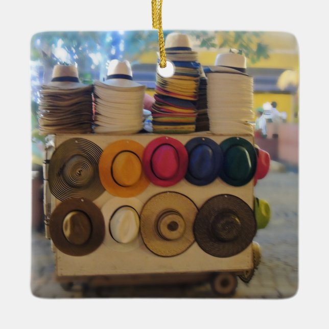 Adorno De Cerámica Tienda de gorra colombiana en el parque (Anverso)