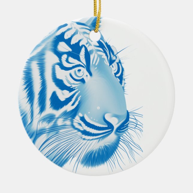 Adorno De Cerámica Tigre azul (Frente)