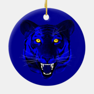 Adorno De Cerámica Tigre azul