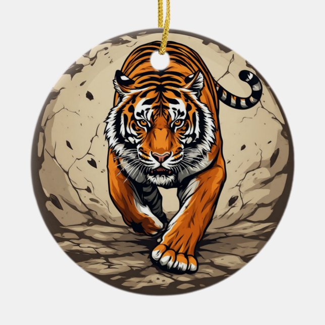 Adorno De Cerámica Tigre de Carga Poderoso (Frente)