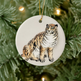 Adorno De Cerámica Tigre de Kōno Bairei - Ilustracion japonés