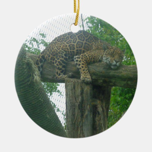 Adorno De Cerámica Tigre durmiente sobre árboles, bosques, naturaleza (Frente)