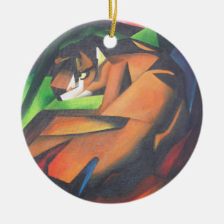 Adorno De Cerámica Tigre En Estilo De Arte Geométrico Franz Marc