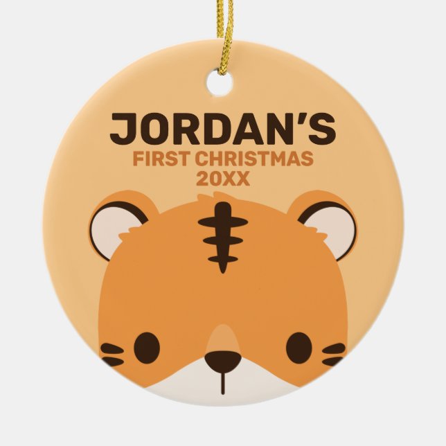 Adorno De Cerámica Tigre lindo con nombre personalizado (Frente)