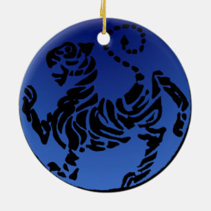 Adorno De Cerámica Tigre negro y azul de Shotokan