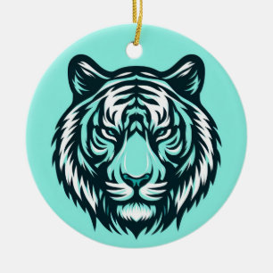 Adorno De Cerámica Tigre verde azulado