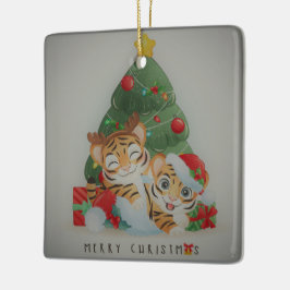 Adorno De Cerámica Tigres de Navidades Adorables