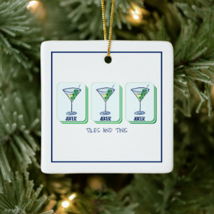 Adorno De Cerámica Tiles y Tinis Mahjong Martini Personalizado 