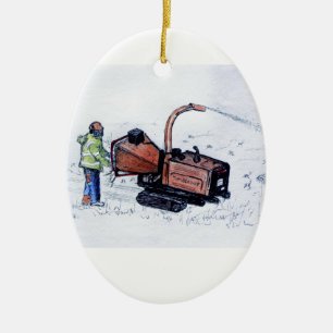Adorno De Cerámica Timberwolf wood chipper
