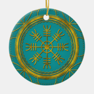 Adorno De Cerámica Timón de las runas de la protección de Viking de