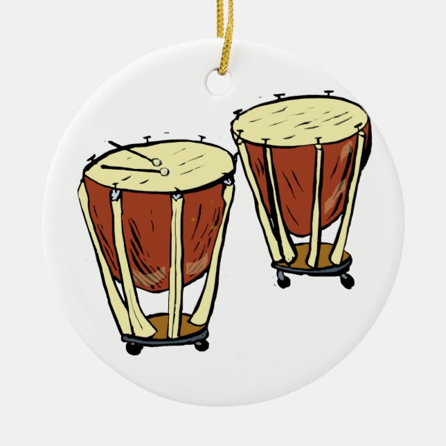 Adorno De Cerámica Timpani dos con imagen del gráfico de los mazos (Frente)