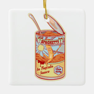 Adorno De Cerámica Tin de Spaghetti comida enlatada