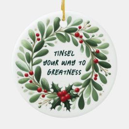 Adorno De Cerámica Tinsel camino a la recompensa navideña