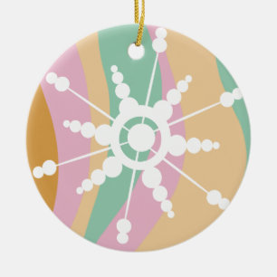 Adorno De Cerámica Tinte Ligado Líquido Retro Groovy Navidad Beige Ve