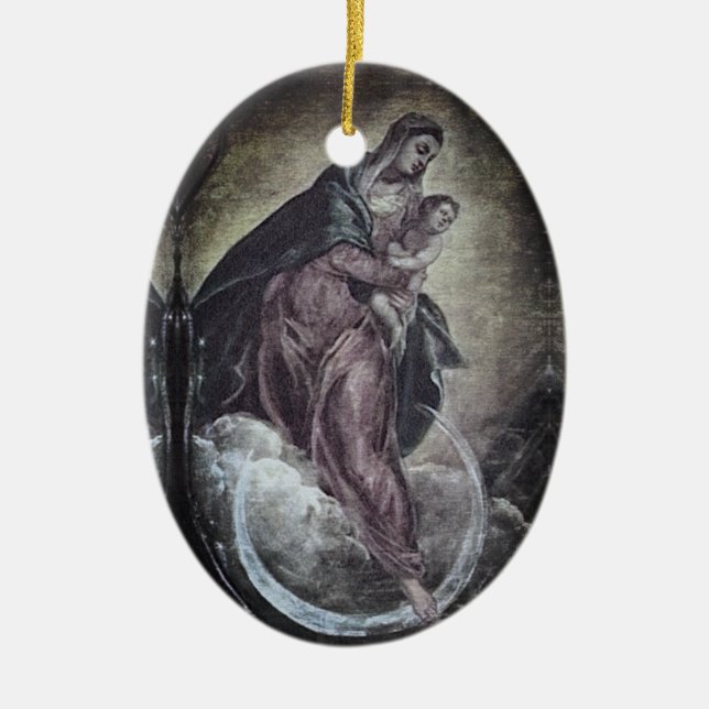 Adorno De Cerámica Tintoretto Crescent Moon Madonna Maria Apocalypse (Frente)