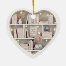 Adorno De Cerámica Tiny Book Shelves Pink Bookshelf 2Dprint Books