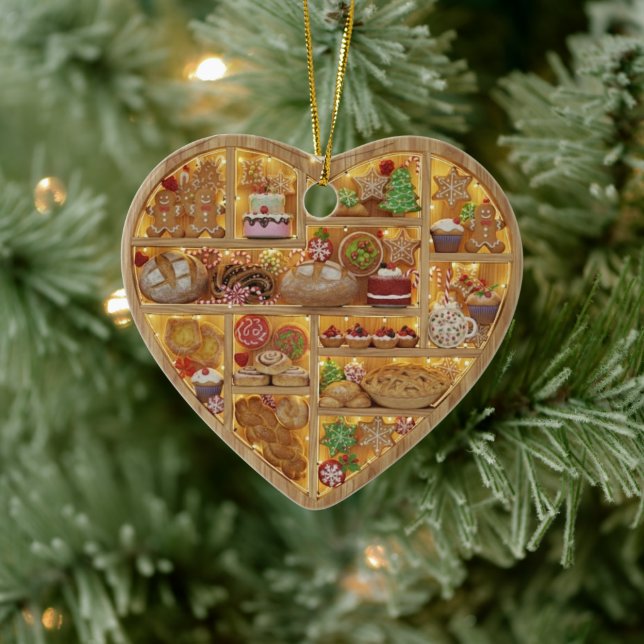 Adorno De Cerámica Tiny Shelves Christmas Bakery Baked Treats 2Dprint (Árbol)