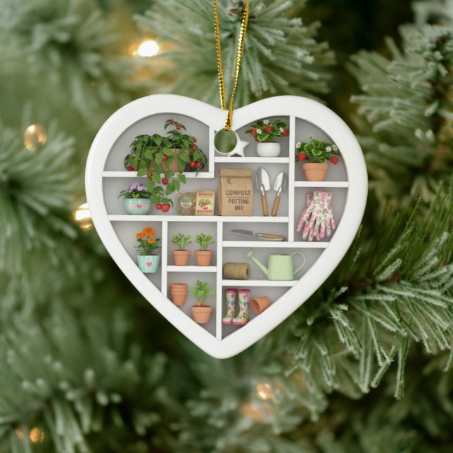 Adorno De Cerámica Tiny Shelves: Gardener edition (graphic print) (Árbol)