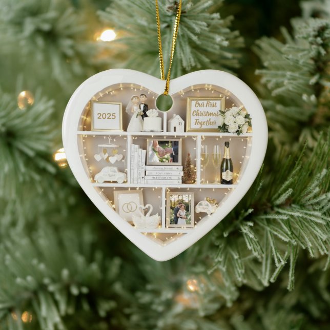 Adorno De Cerámica Tiny Shelves Just Married First Christmas Together (Árbol)
