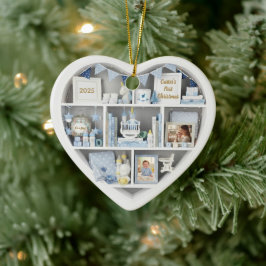 Adorno De Cerámica Tiny Shelves Personalized Baby Boy First Christmas