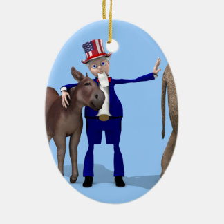 Adorno De Cerámica Tío Sam ama a los burros