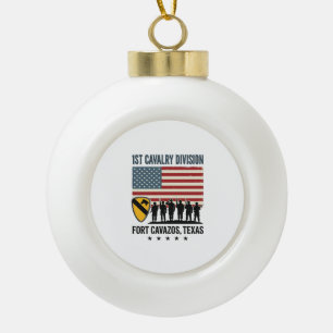 Adorno De Cerámica Tipo Bola 1ª División de Caballería Fort Hood Camiseta Milit