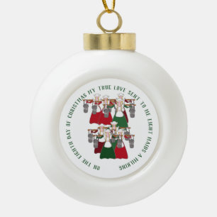 Adorno De Cerámica Tipo Bola 12 días de Uno-Ordeño de las criadas del navidad